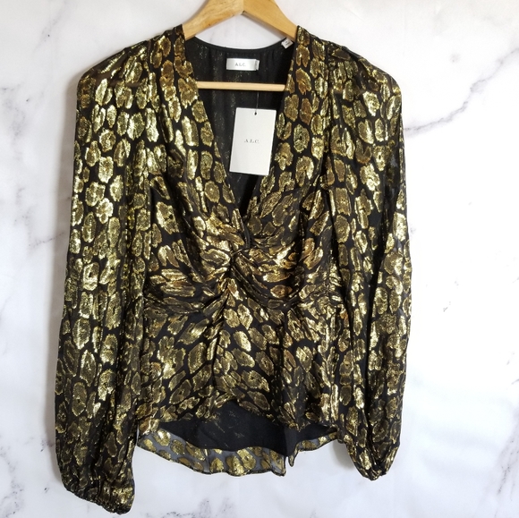 A.L.C Logan Long Sleeve Twist Front Blouse Top, 6 - Picture 8 of 16